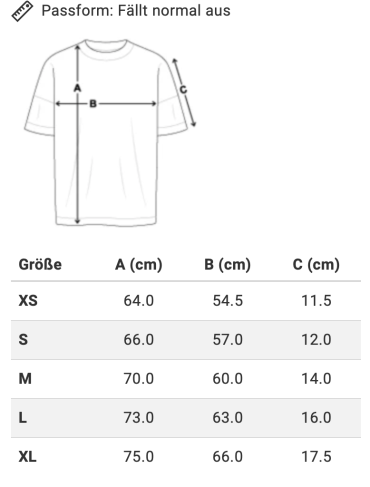 CVJM Traunreut T-Shirt 2023 Oversize Größentabelle